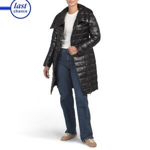 VIA SPIGA Black Wrap Style Puffer Coat With Belt